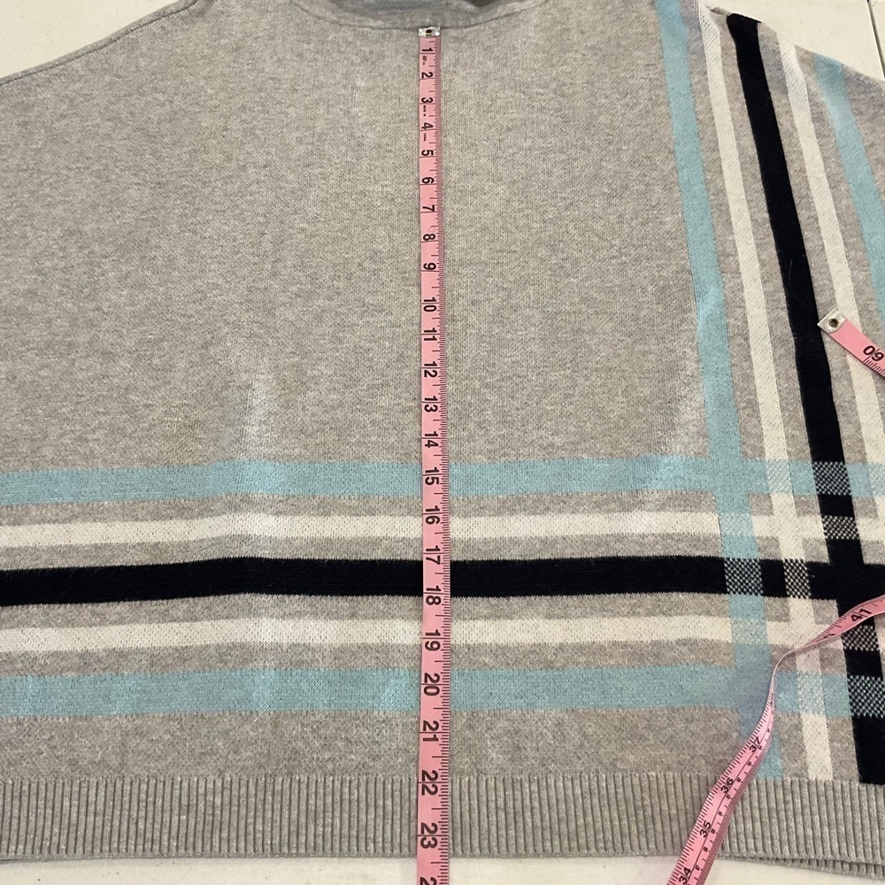 Talbots Sabrina Knit Sweater Poncho Grey, Blue & White Stripes Women’s XS/S - Picture 10 of 10